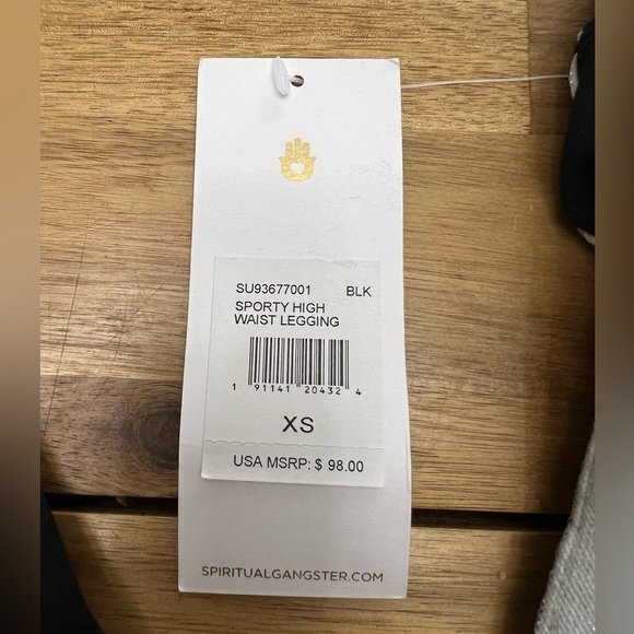 Spiritual Gangster Sporty High Waist Leggings Black White Sparkly Stripe Sz XS - Picture 9 of 10